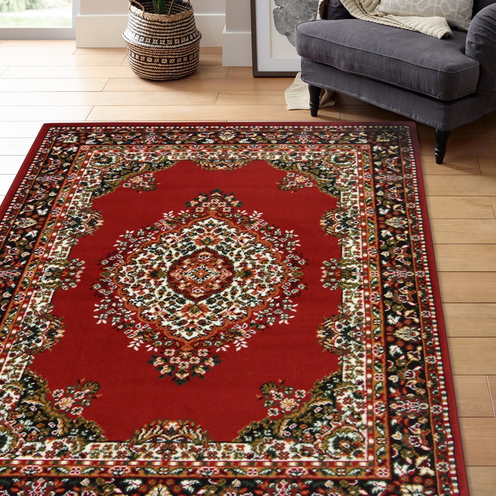 Maestro Traditional Vintage Medallion Rugs in Red